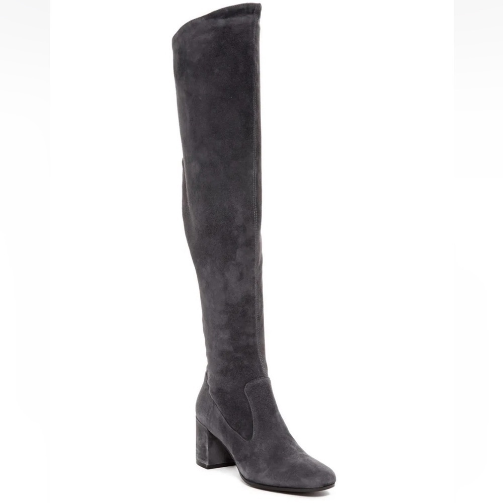 Vince / Blythe grey pewter suede fitted block heel Over the Knee Boots 7.5 37.5